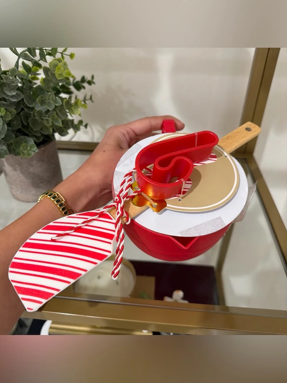 Measuring Cup with Candy Cane Spatula and Cookie Cutter